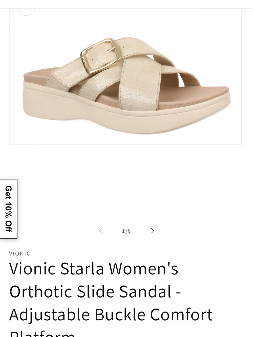 Vionic Starla Slide Sandal in Champagne